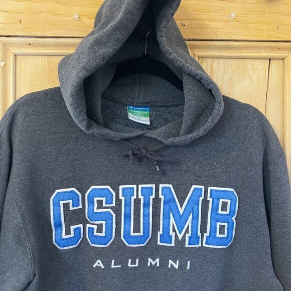 Champion Tops - Champion Womens Vintage 90s CSUMB Embroidered Spellout Hoodie Small Gray SP EXC